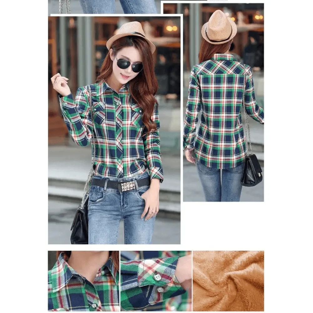 Luxury Winter Warm, Plus Velvet Thicken Plaid Shirt Style Coat Jacket For Women Clothes/Tops/Casual/Jacket/Outerwear For Female