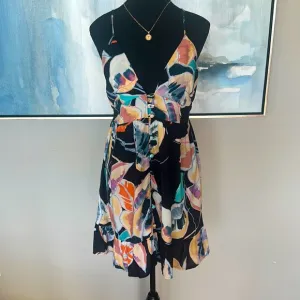 MAAJI Women’s Button Detail Multi-color Sundress with Adjustable Spagetti Straps
