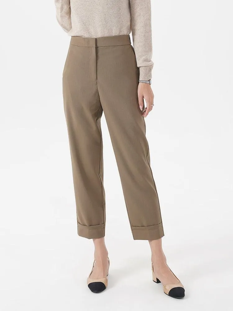 Machine Washable Worsted Wool Tapered Pants