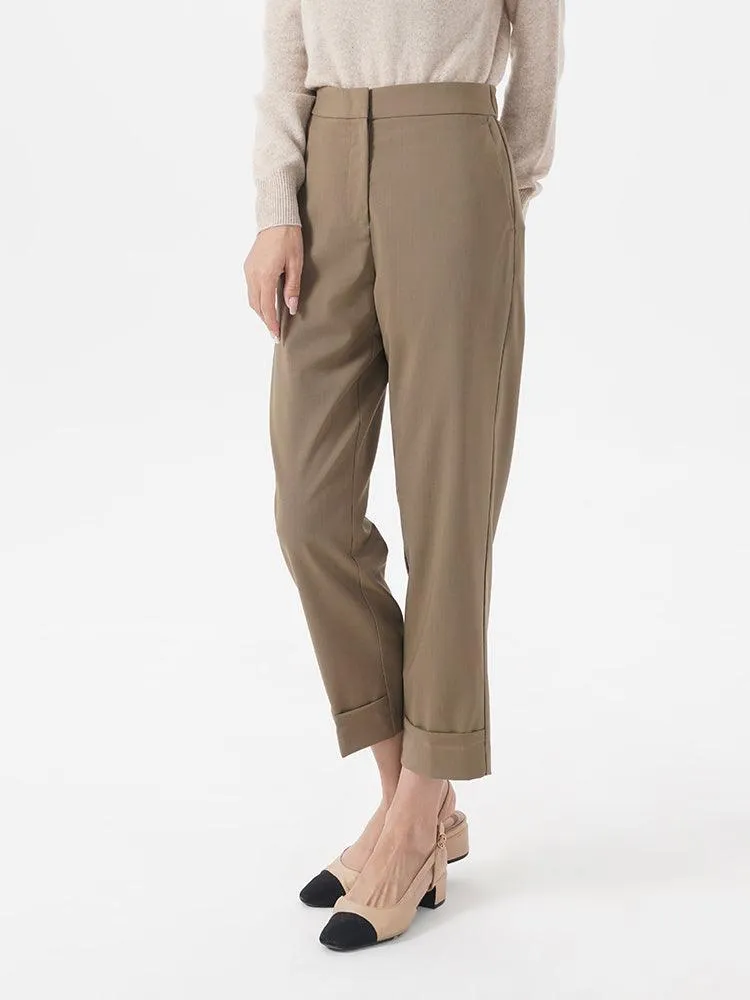 Machine Washable Worsted Wool Tapered Pants