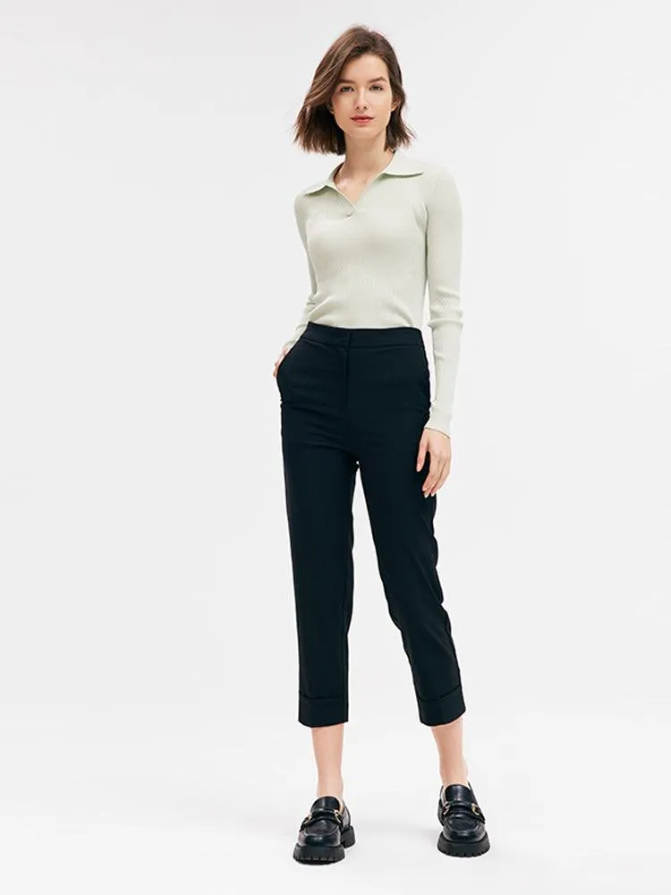 Machine Washable Worsted Wool Tapered Pants