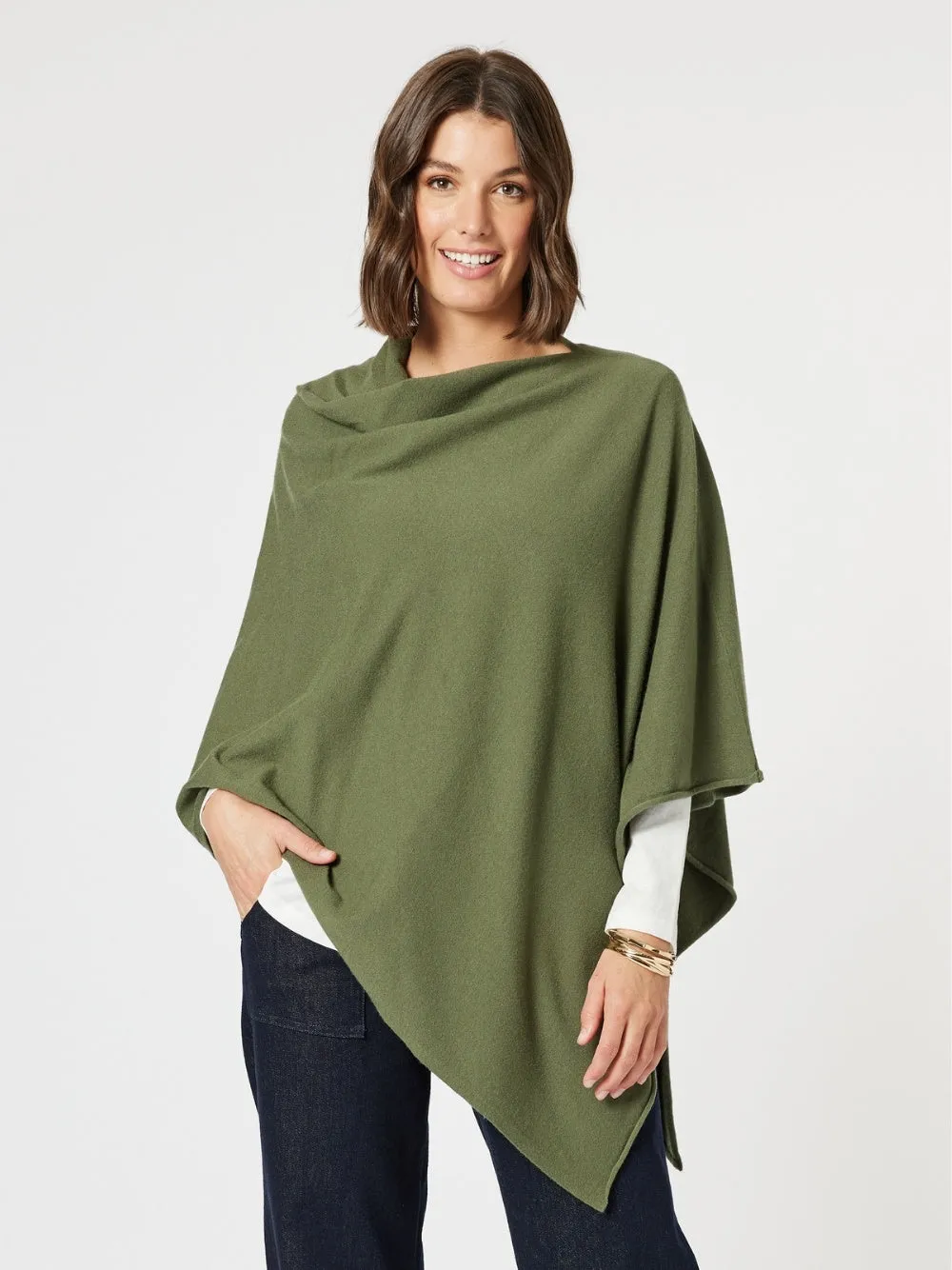 Macy Knit Poncho - Khaki