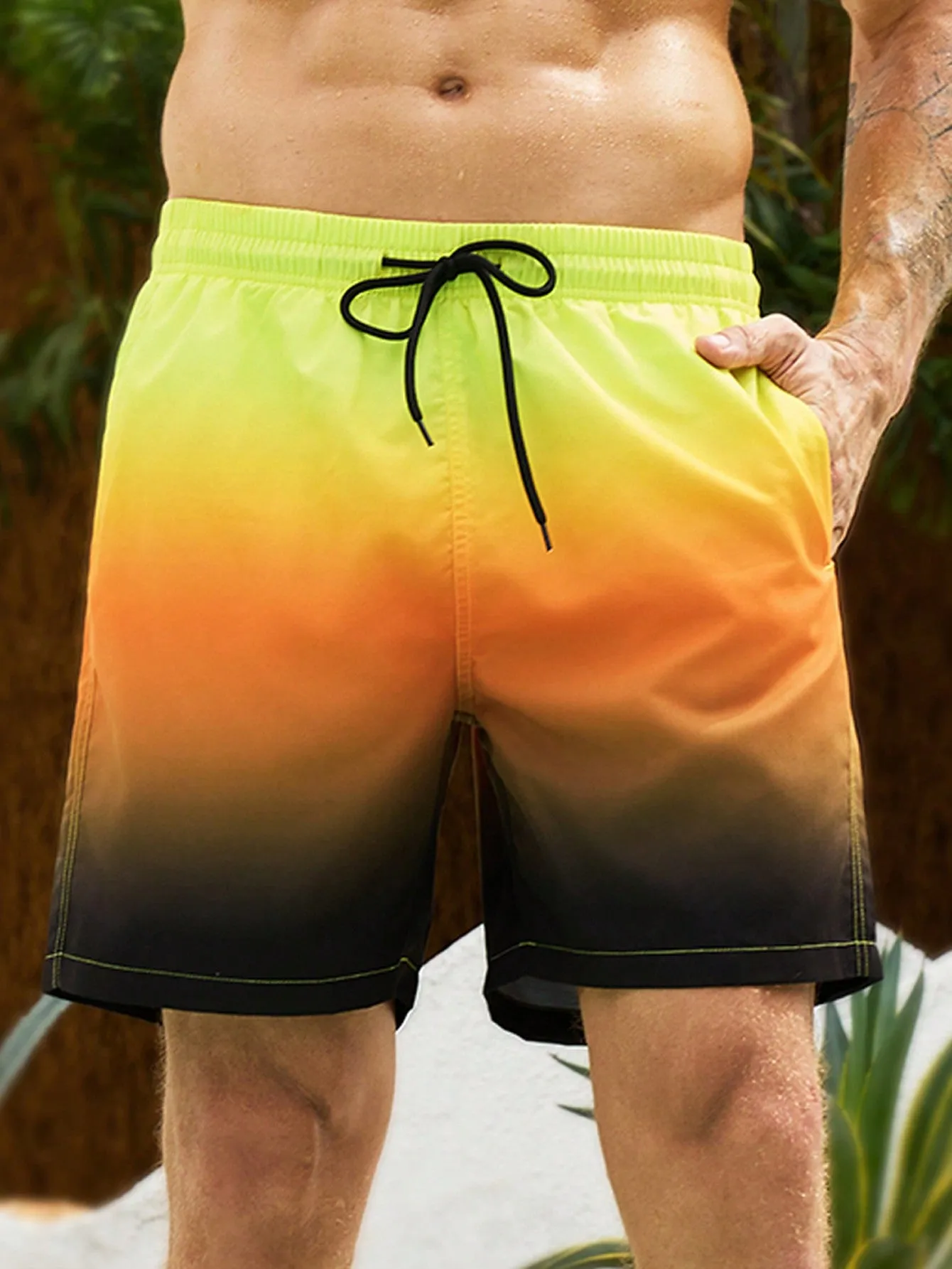 Manfinity VDAYZ Men Ombre Drawstring Waist Swim Trunks