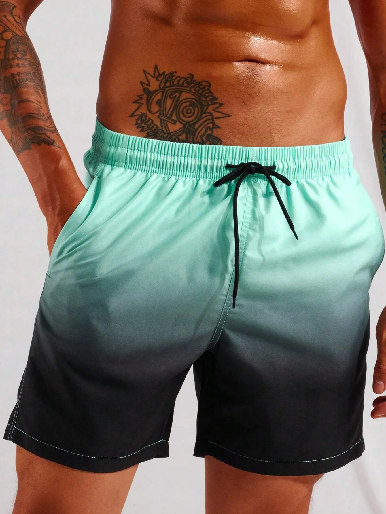 Manfinity VDAYZ Men Ombre Drawstring Waist Swim Trunks