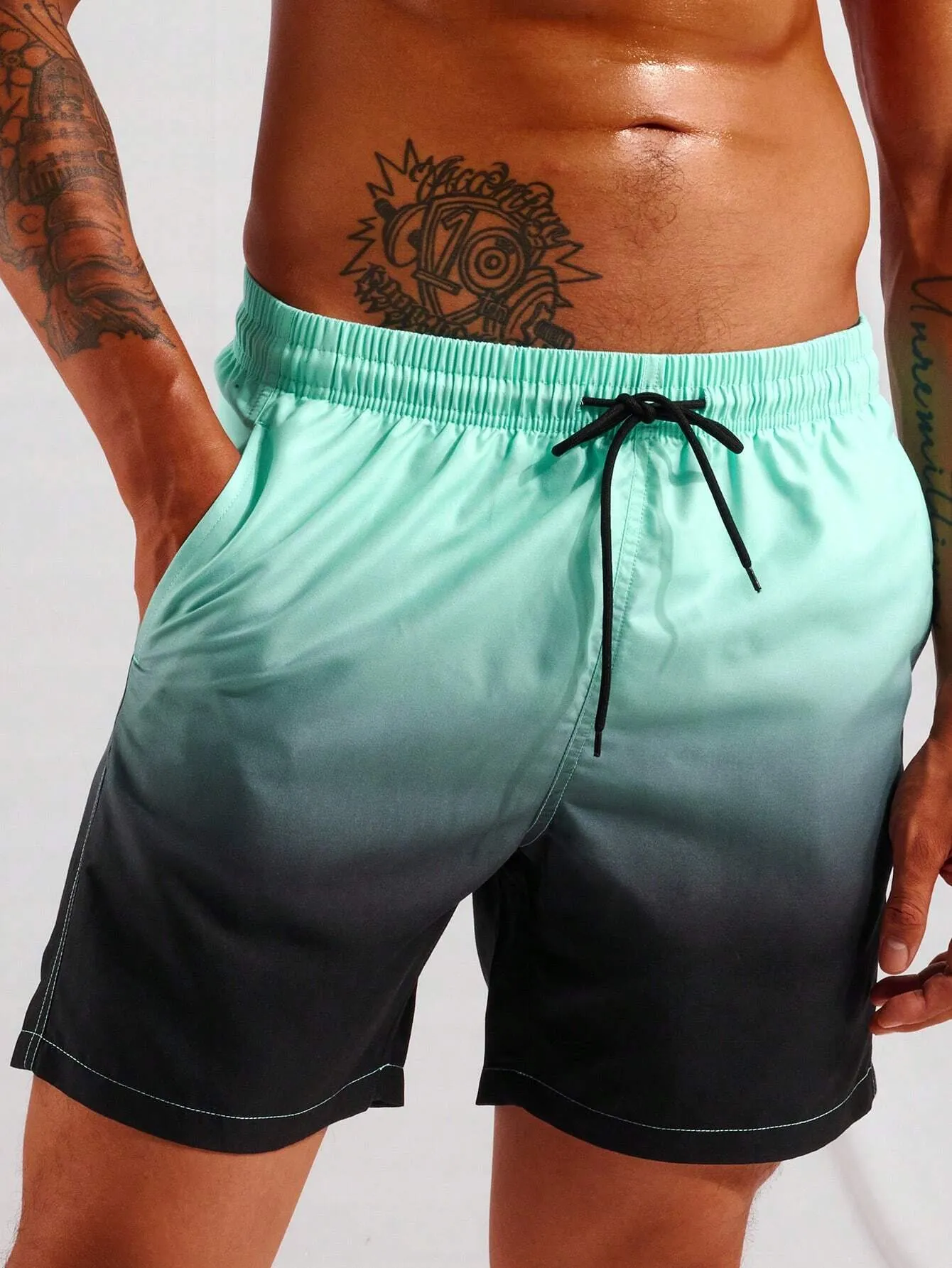 Manfinity VDAYZ Men Ombre Drawstring Waist Swim Trunks