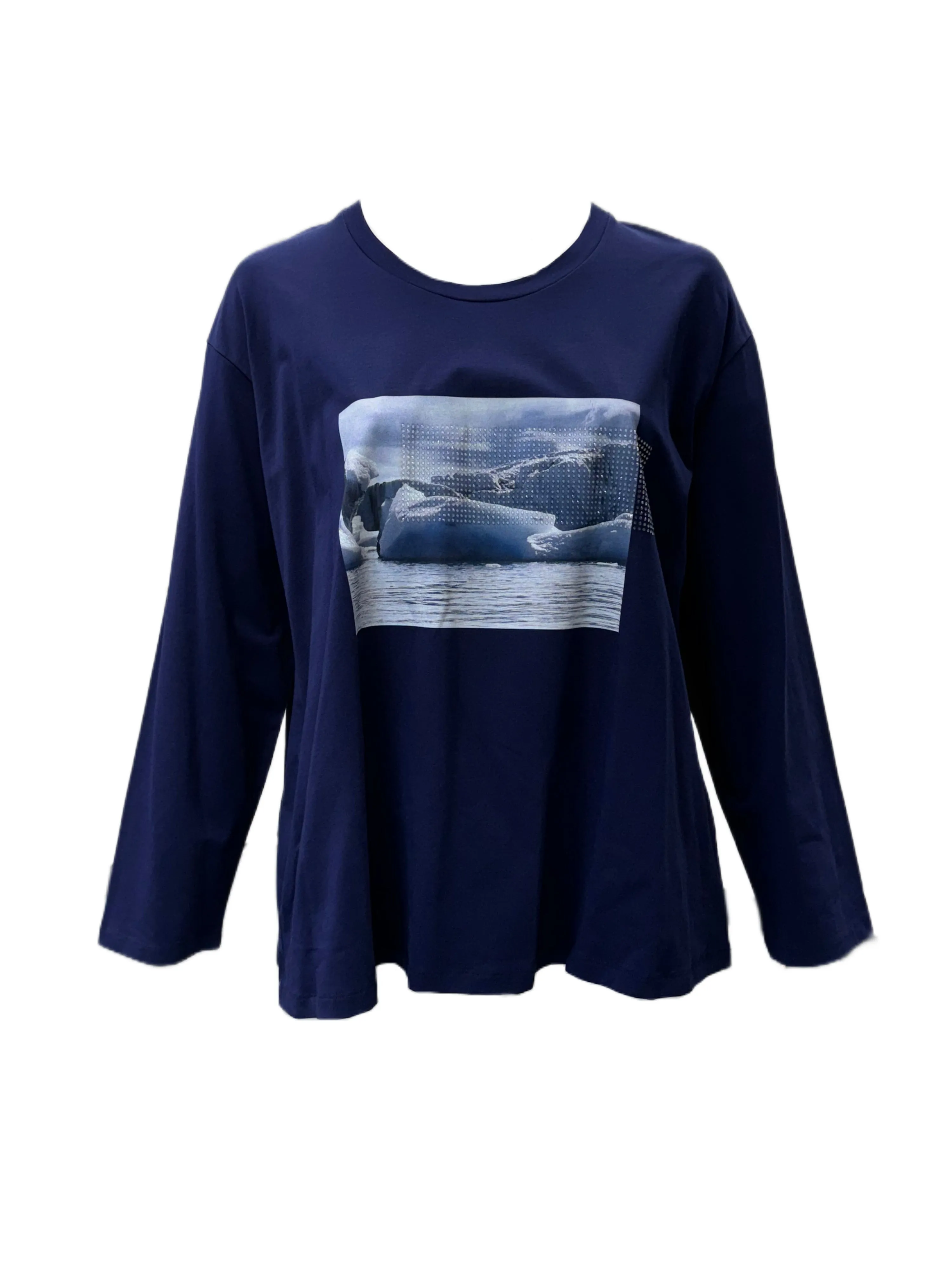 Marina Rinaldi Women's Blue Vampiro Pullover Shirt NWT