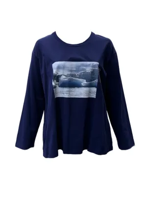 Marina Rinaldi Women's Blue Vampiro Pullover Shirt NWT