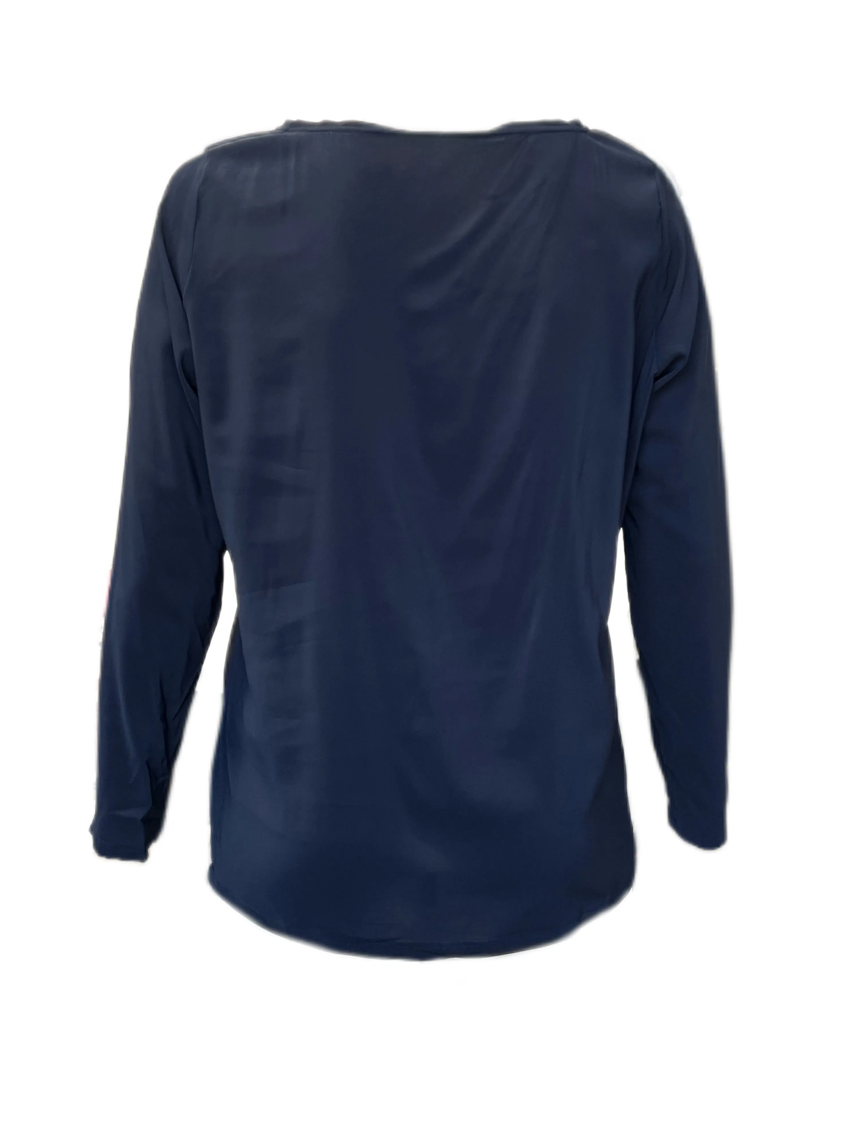 Marina Rinaldi Women's Navy Battello Blouse NWT
