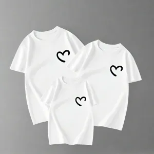 Matching Family Minimalist Heart T-Shirt Set – Simple Love Design in 4 Colors