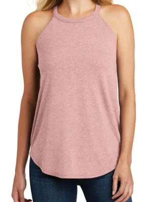 Mauve Tank Top with High Neckline and Shirttail Hem with Classic Fit