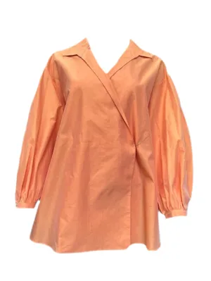 Max Mara Women's Orange Silver Wrap Shirt Size 14 NWT