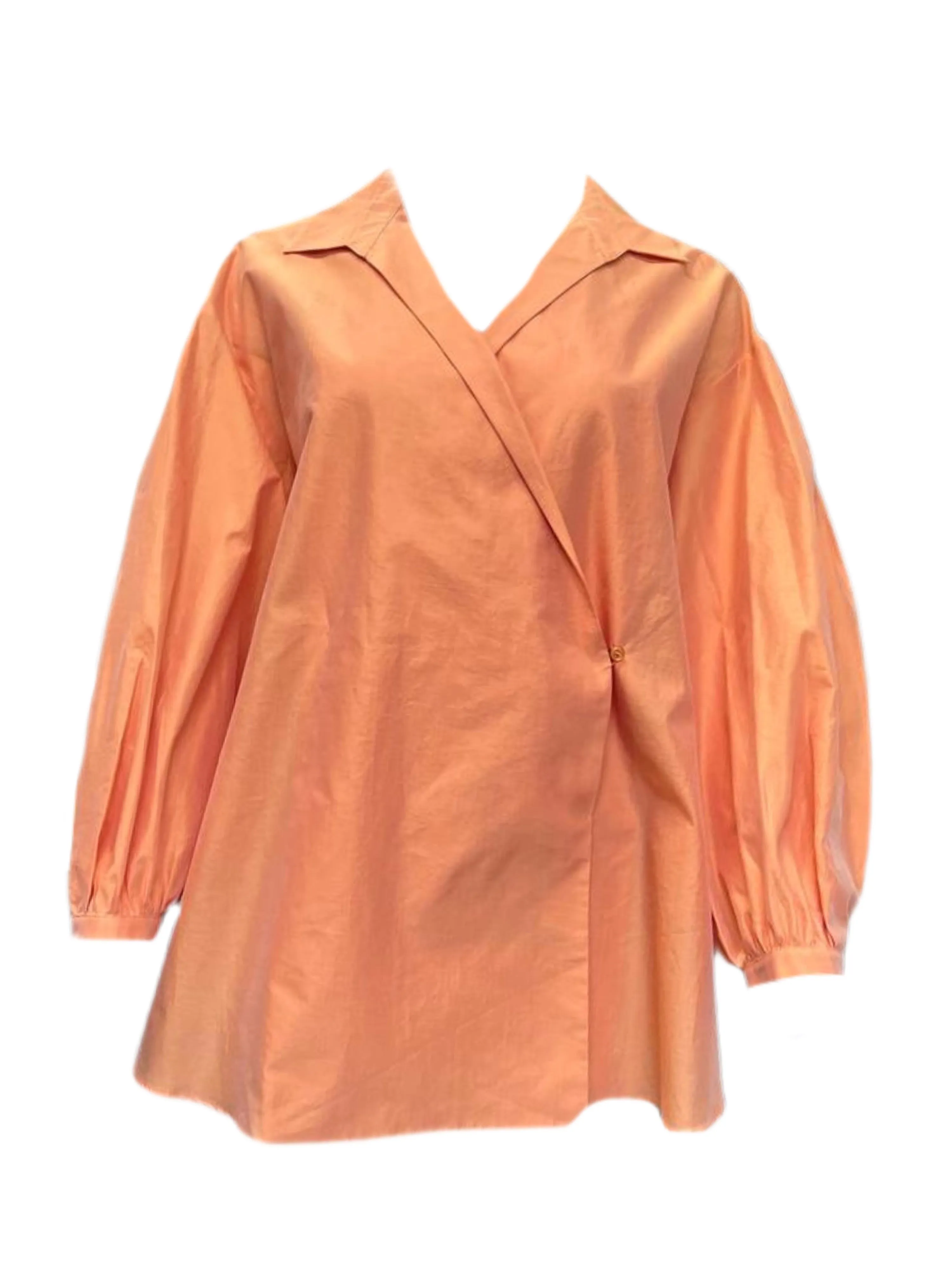 Max Mara Women's Orange Silver Wrap Shirt Size 14 NWT