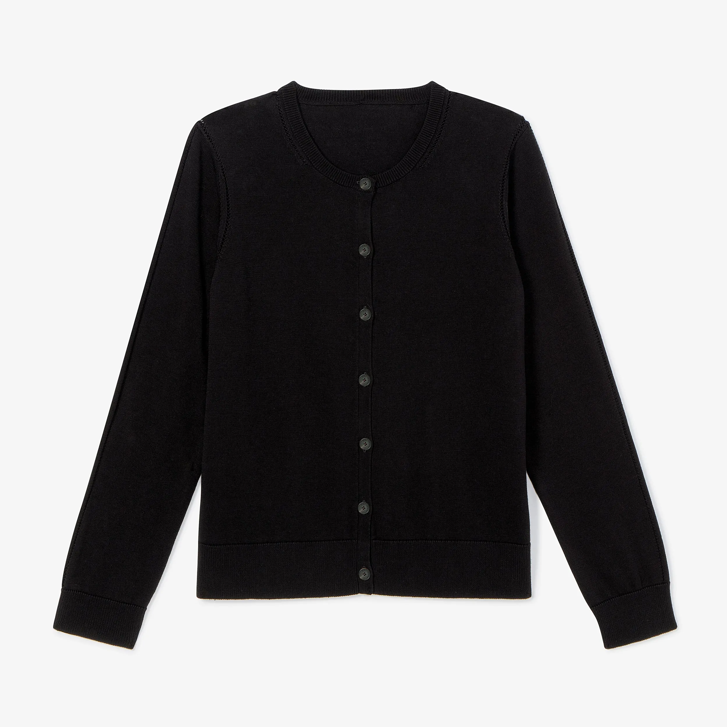 Mel Pointelle Cardigan - Cotton Silk Knit :: Black