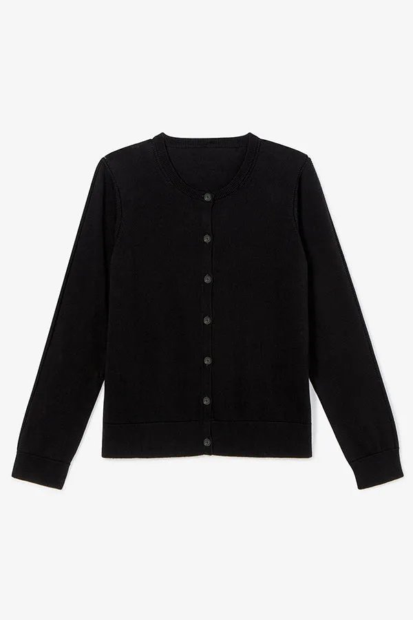 Mel Pointelle Cardigan - Cotton Silk Knit :: Black