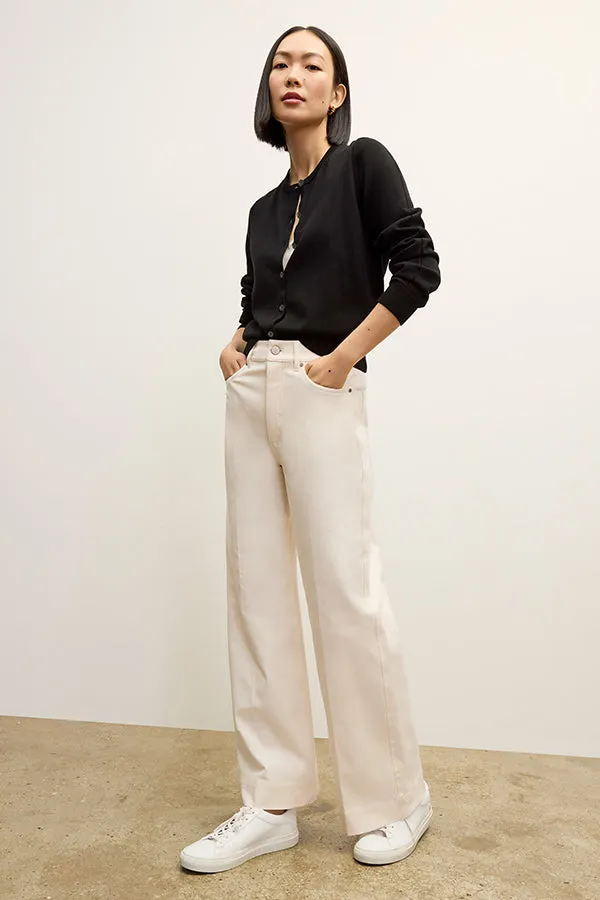 Mel Pointelle Cardigan - Cotton Silk Knit :: Black