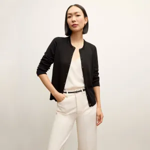 Mel Pointelle Cardigan - Cotton Silk Knit :: Black