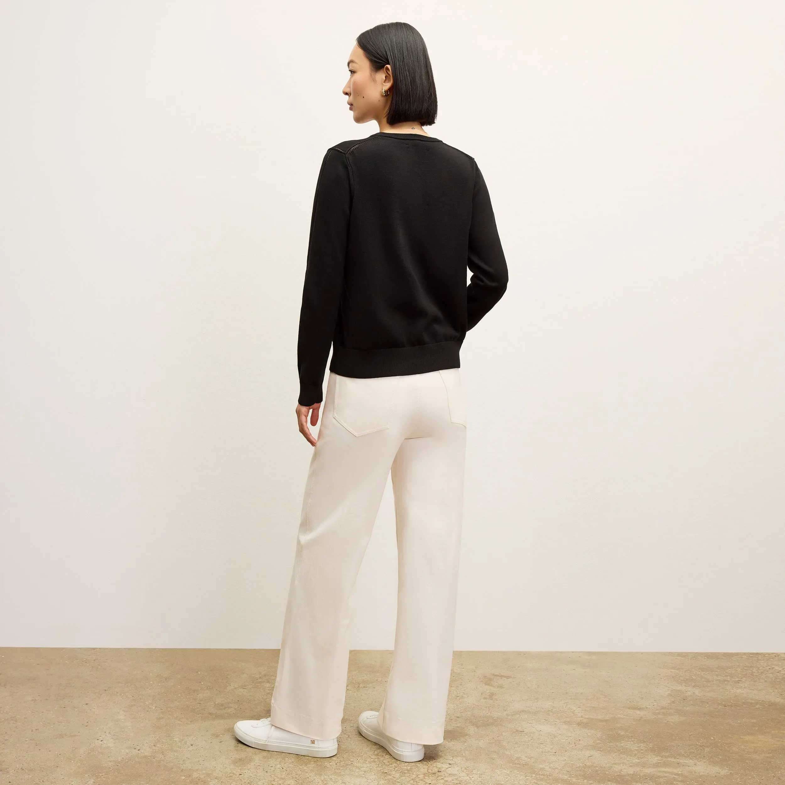 Mel Pointelle Cardigan - Cotton Silk Knit :: Black