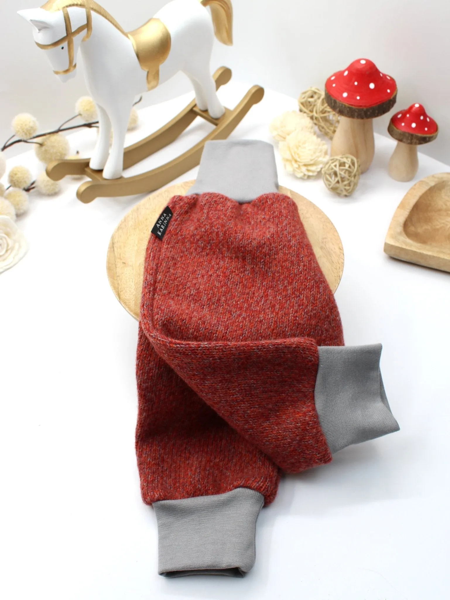 Merino Wool Winter Baggy Pants - Red 1 - 3 Years