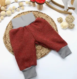 Merino Wool Winter Baggy Pants - Red 1 - 3 Years