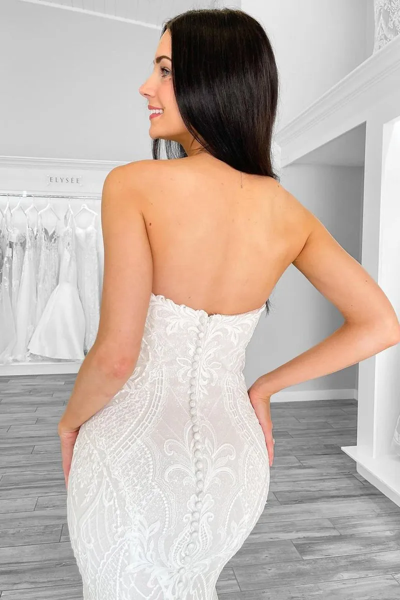 Mermaid Strapless Lace Wedding Dresses