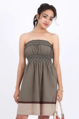 MISS PINKI Stella boobtube dress in olive Embroidery dress casual dress summer dress sundress beach dress