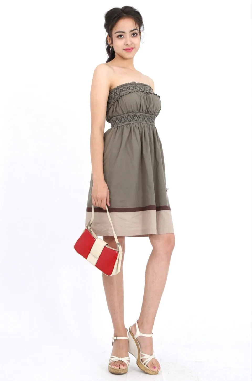 MISS PINKI Stella boobtube dress in olive Embroidery dress casual dress summer dress sundress beach dress