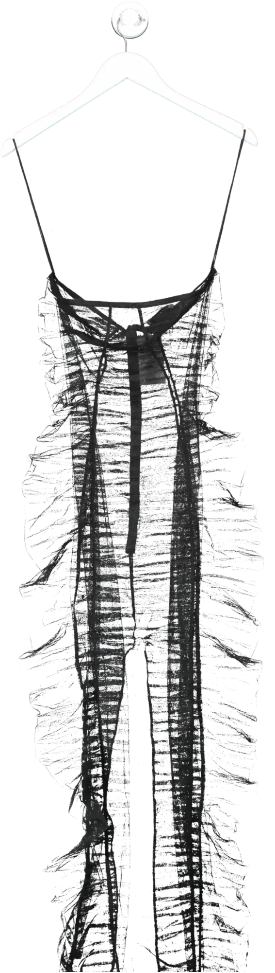 Mônot Black Mesh Strapless Ruffle Maxi Drss UK XXS