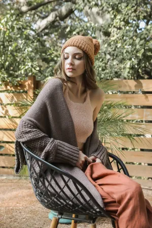 Mocha Bat Sleeve Knit Cardigan