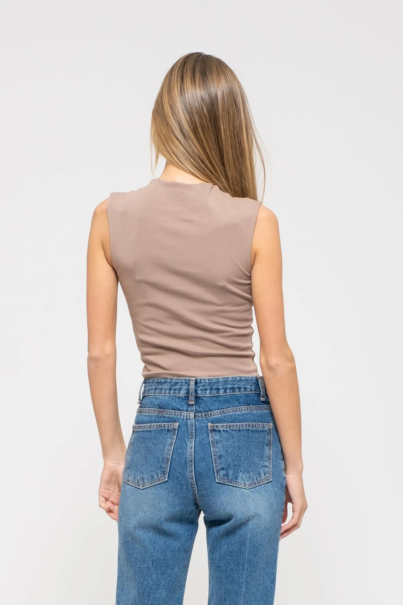 Mock Neck Sleeveless Crop
