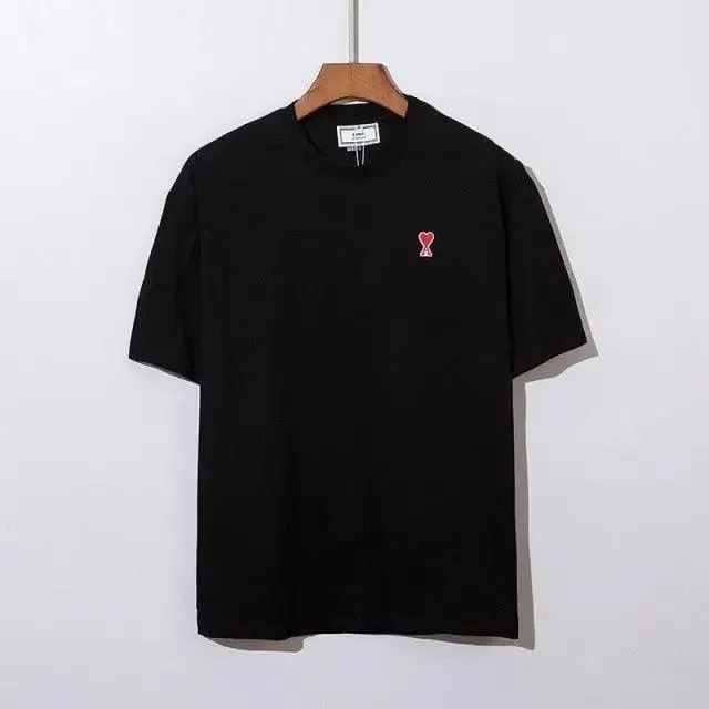Modern Summer New Hearts A Love Embroidered Simple Design Masculine Fashion Short Sleeve T-Shirt Men's T-Shirt  Men's Short Sleeve Tees Cotton T-Shirts for Men