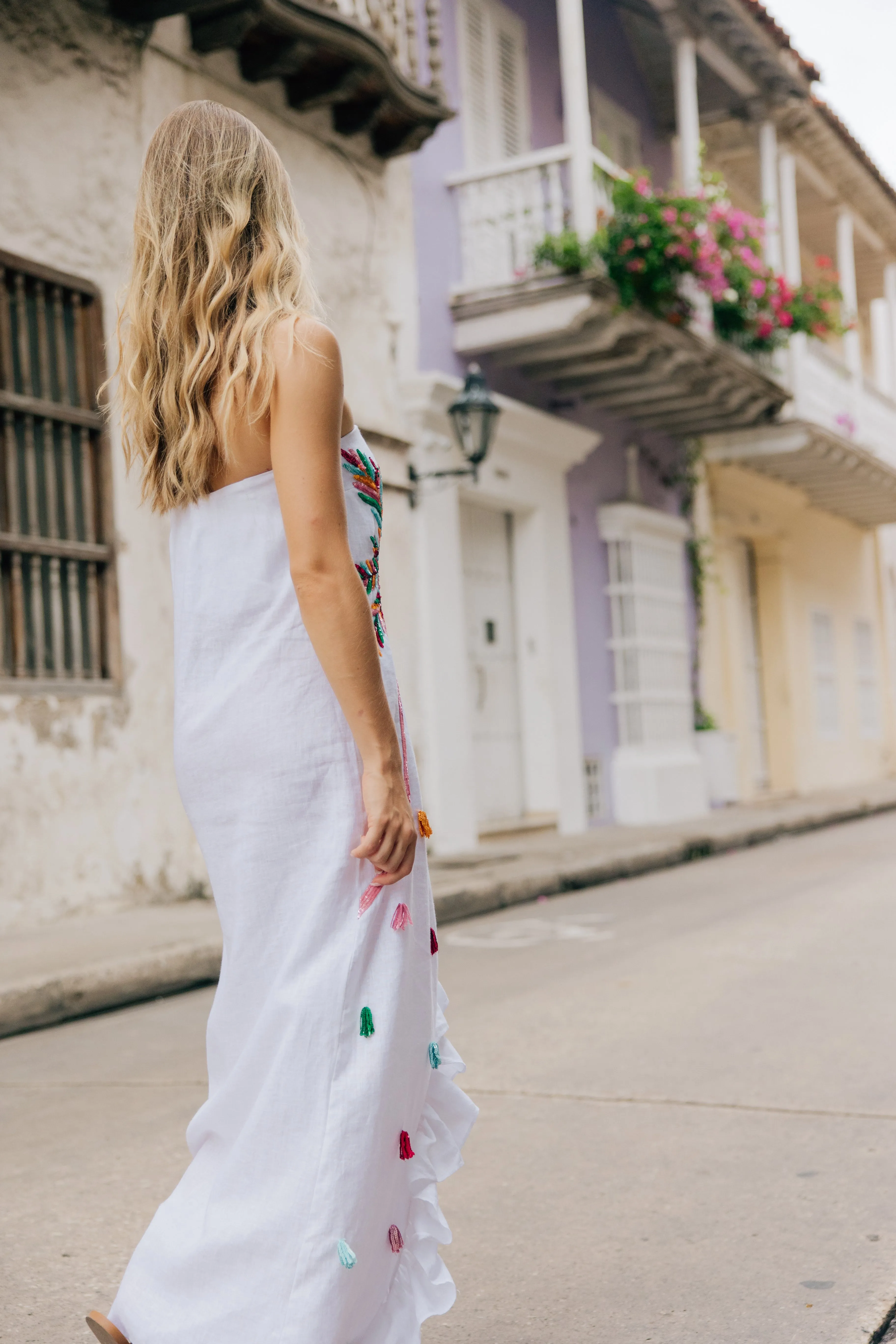 Moon Dress - White/Cartagena