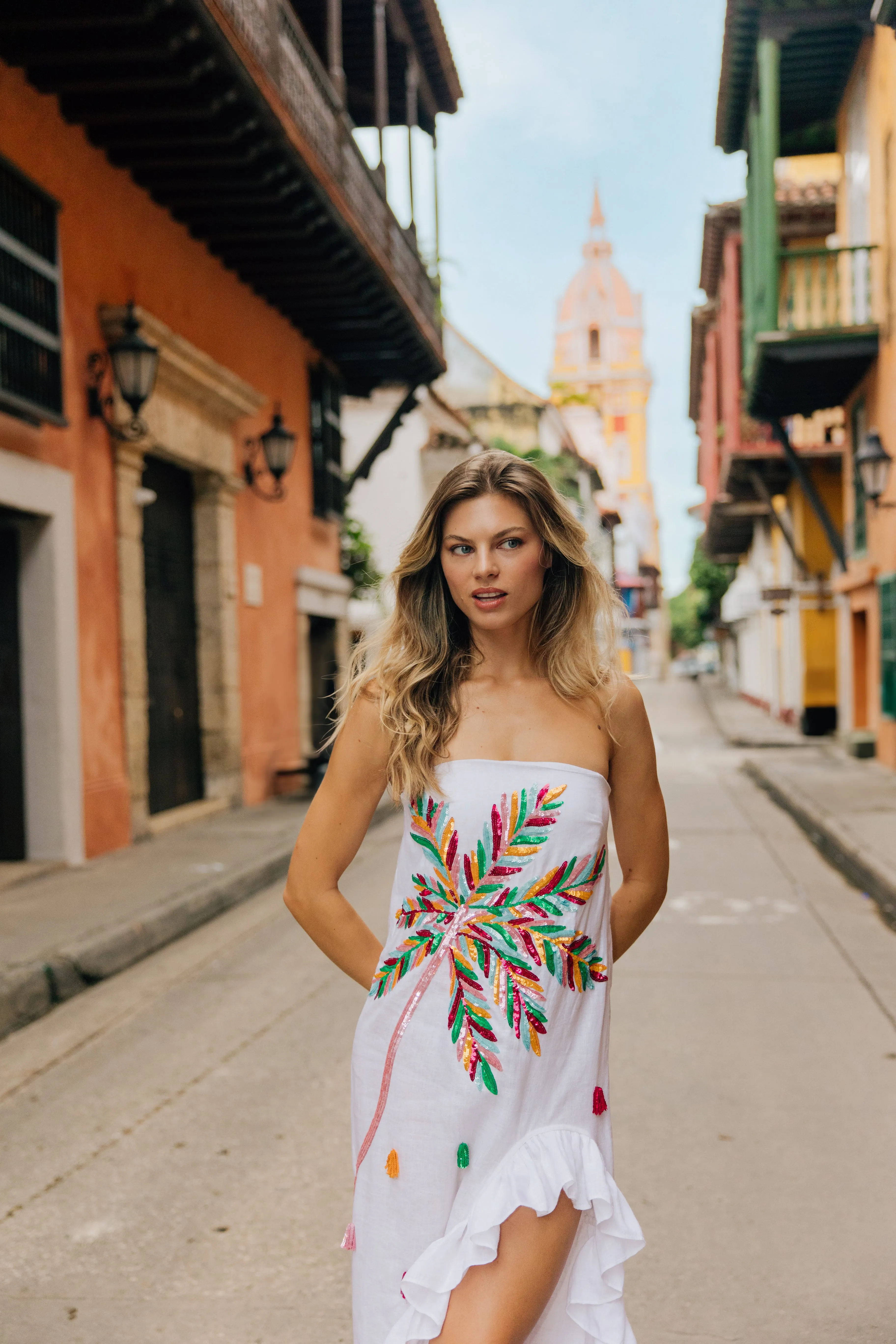 Moon Dress - White/Cartagena