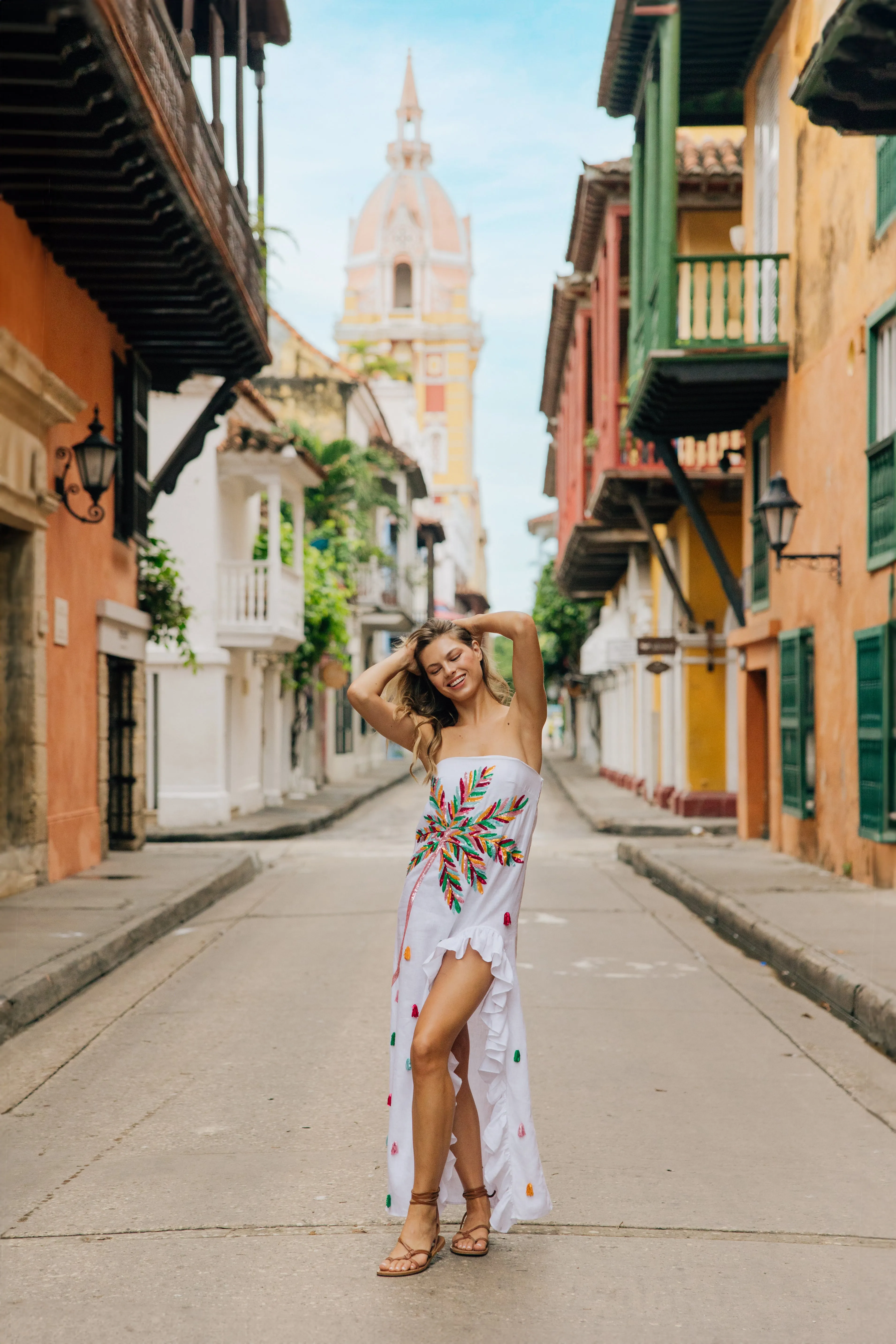 Moon Dress - White/Cartagena