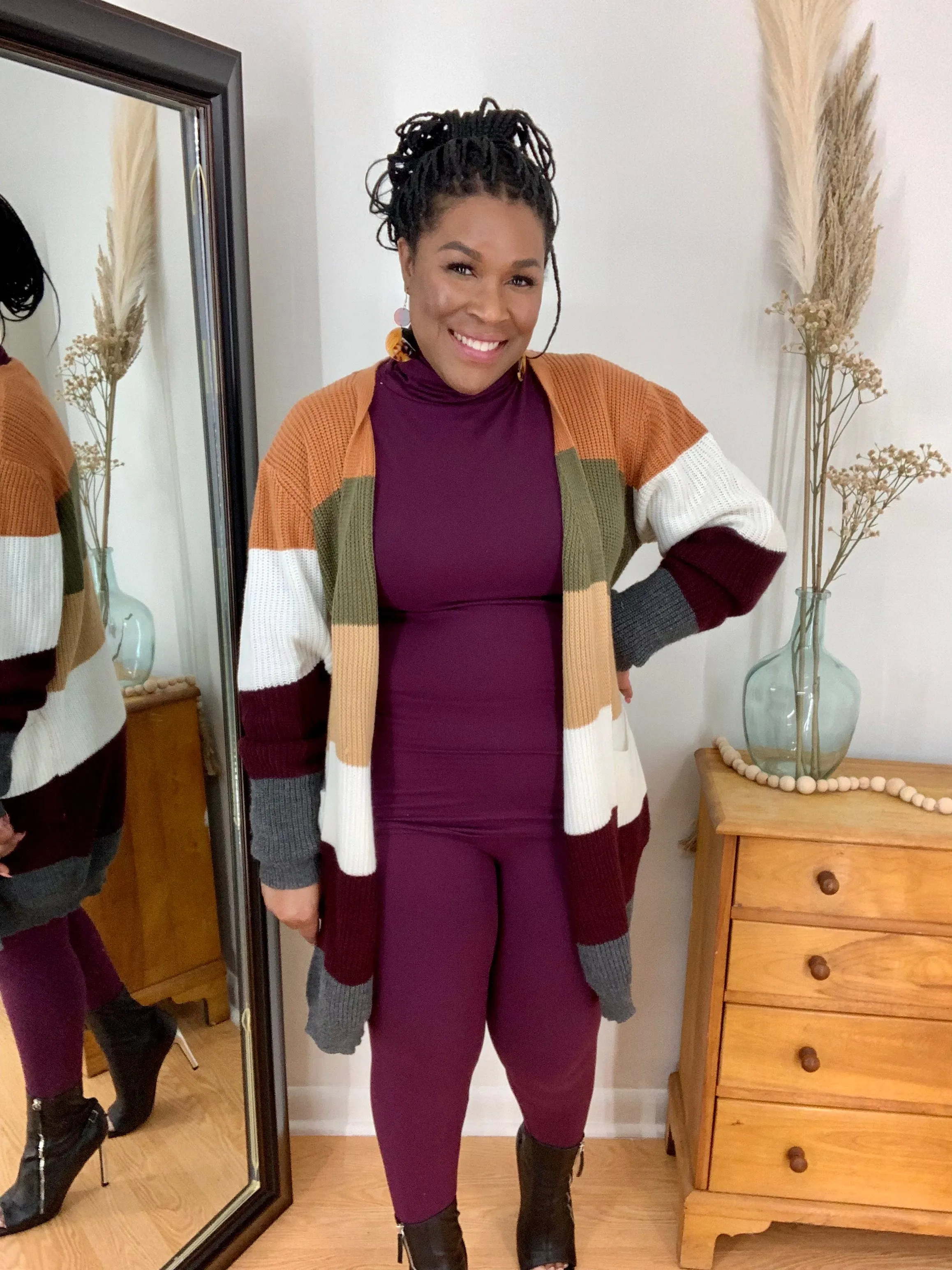 Multi Color Block Open  Duster Cardigan