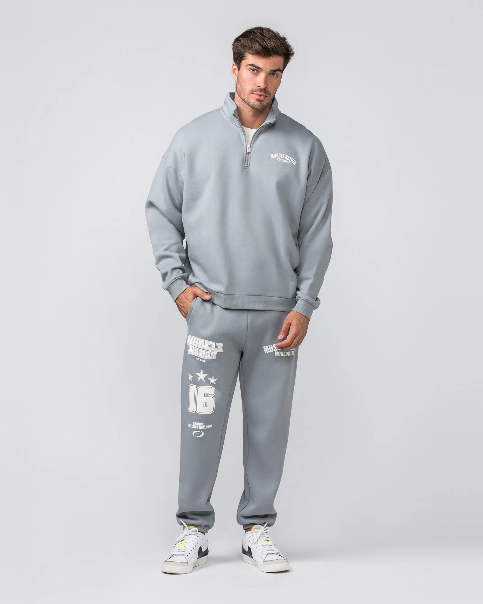 Muscle Nation | Classic Quarter Zip - Jet Grey