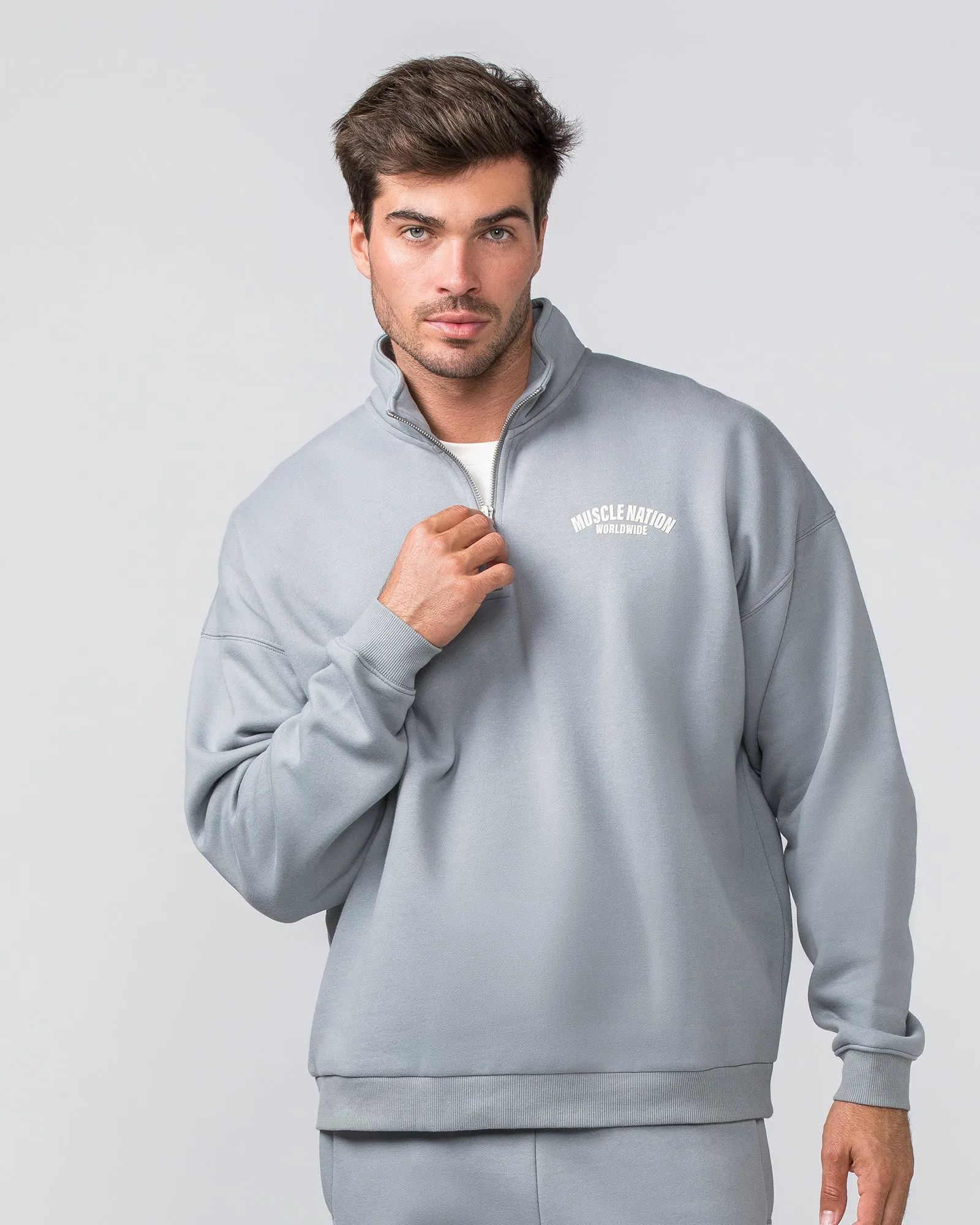 Muscle Nation | Classic Quarter Zip - Jet Grey