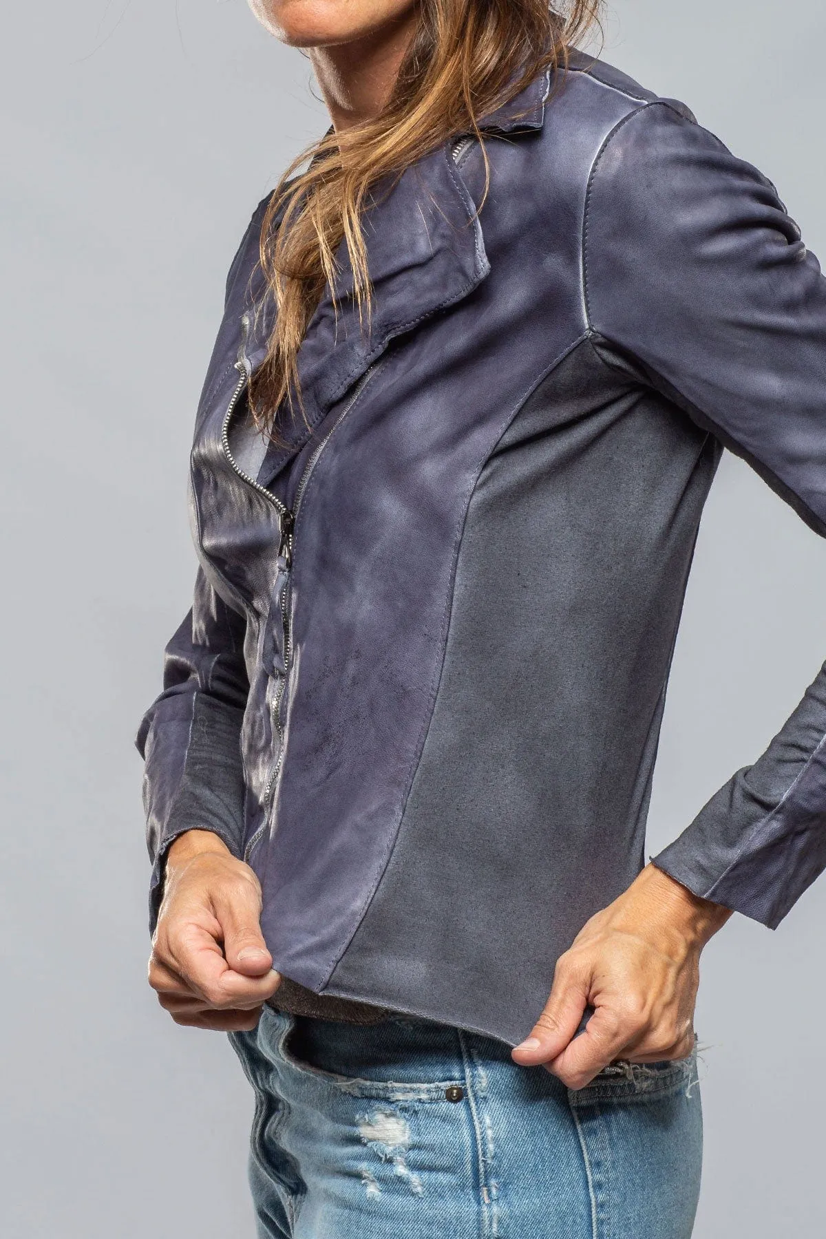 Natalia Lightweight Leather Jacket In Deep Blue