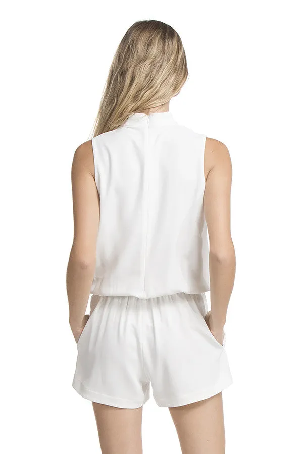Nicole Romper Wide Tab Sig | Ivory