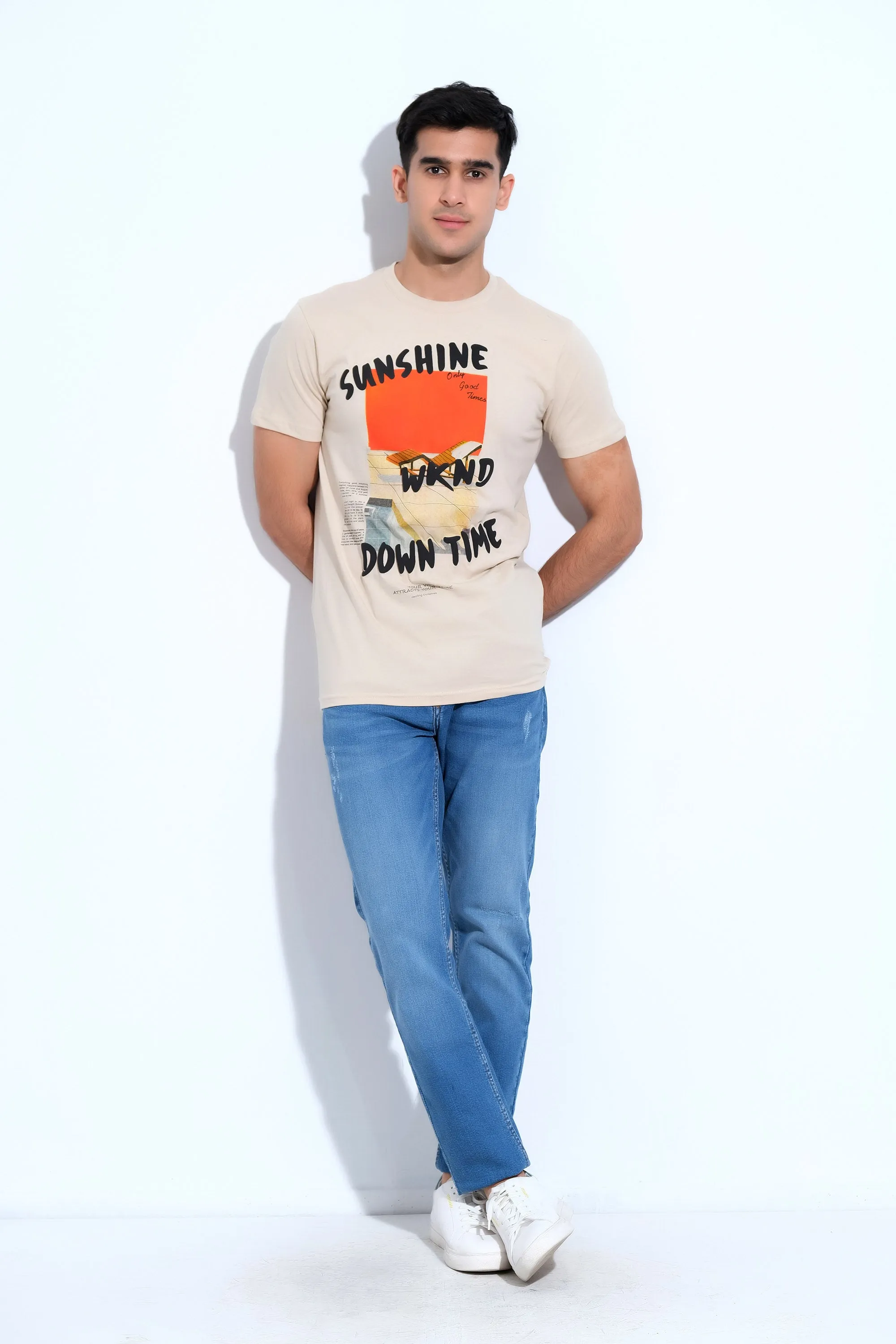 Oatmeal Half Sleeves T-Shirt