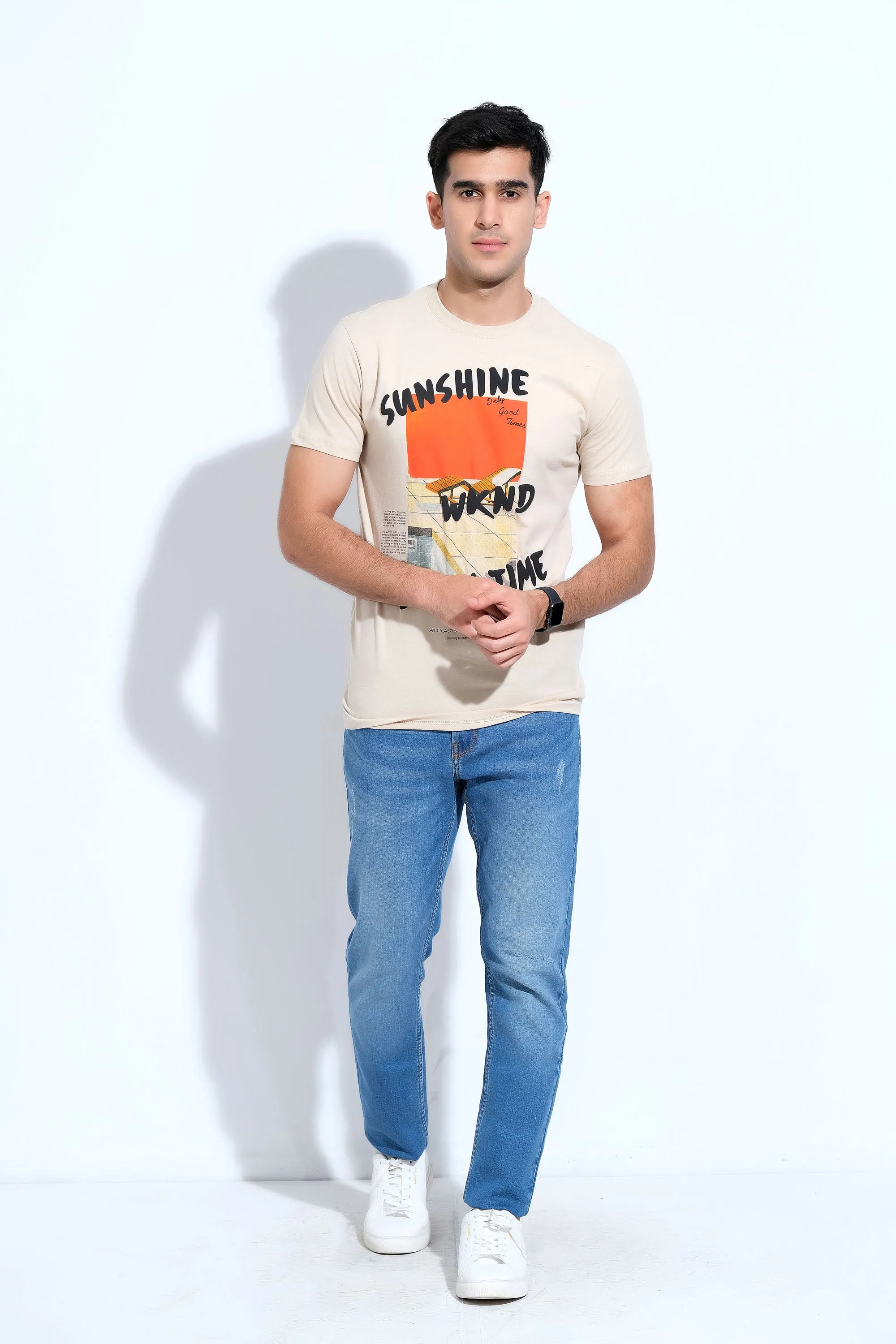 Oatmeal Half Sleeves T-Shirt