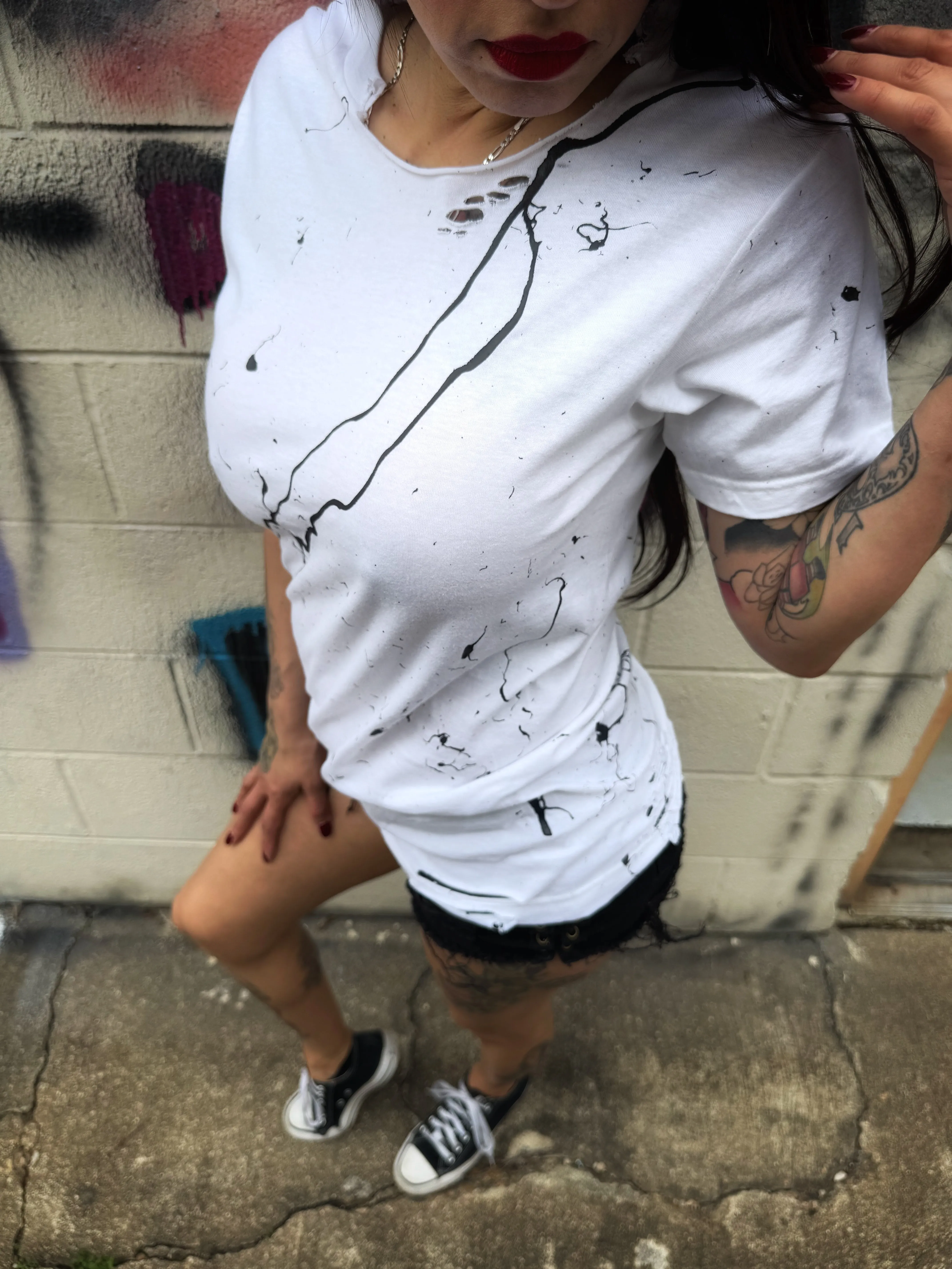 OIL ROAD RASH WHITE TEE - 1.0