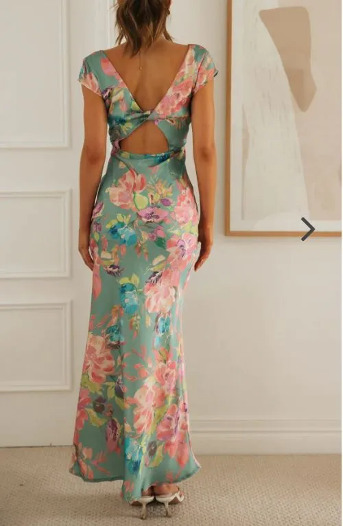 OLIVE PRINT MAXI DRESS