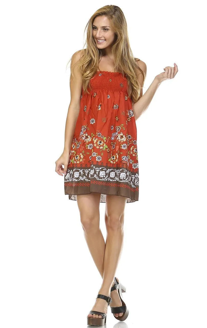 Orange Butterfly Elastic Band Top Sundress