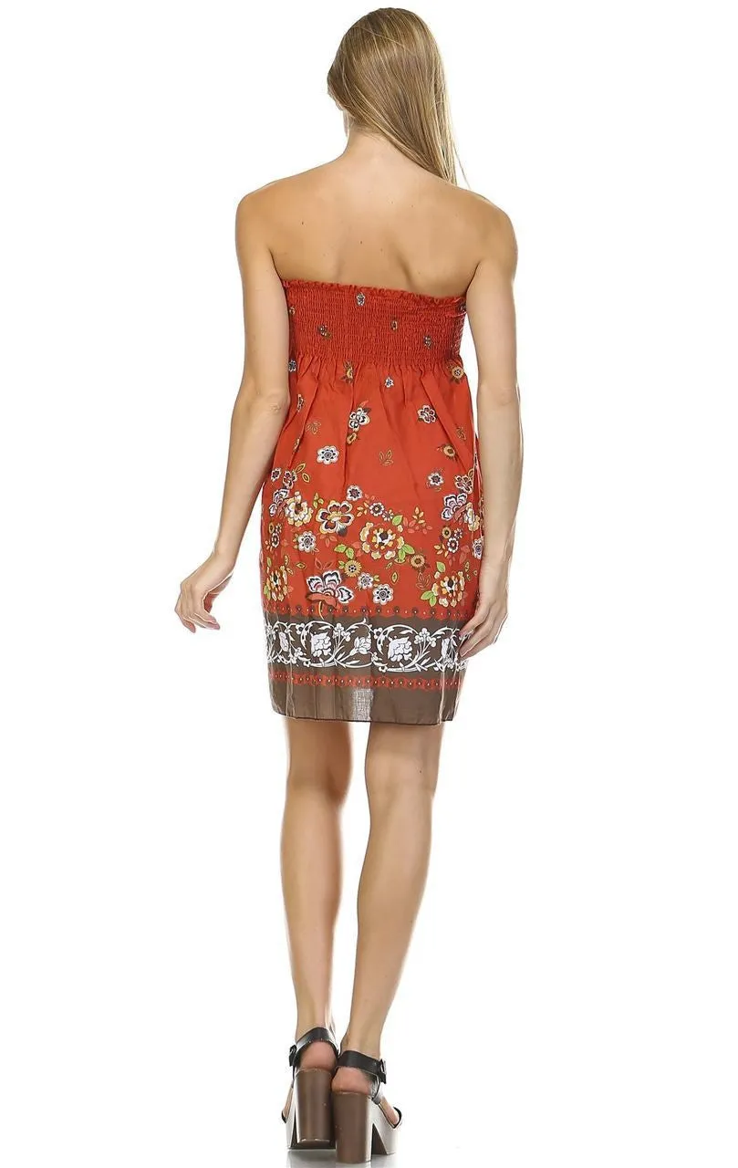 Orange Butterfly Elastic Band Top Sundress