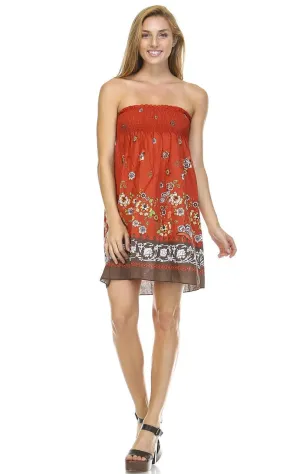 Orange Butterfly Elastic Band Top Sundress