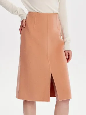 Orange Double Face Wool Skirt