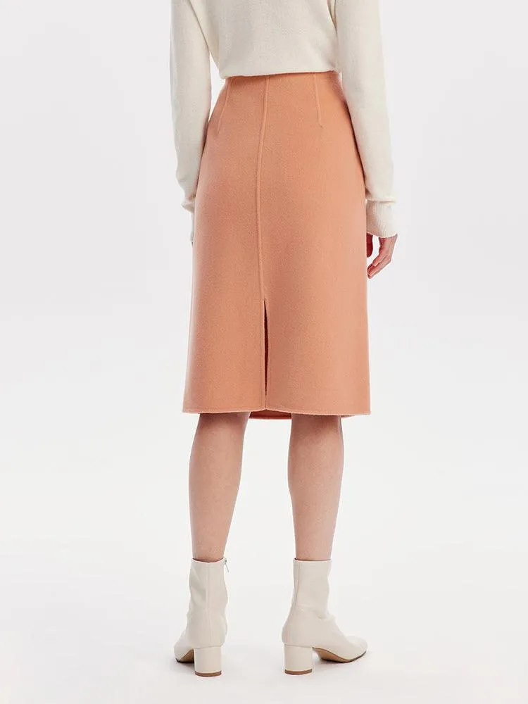 Orange Double Face Wool Skirt