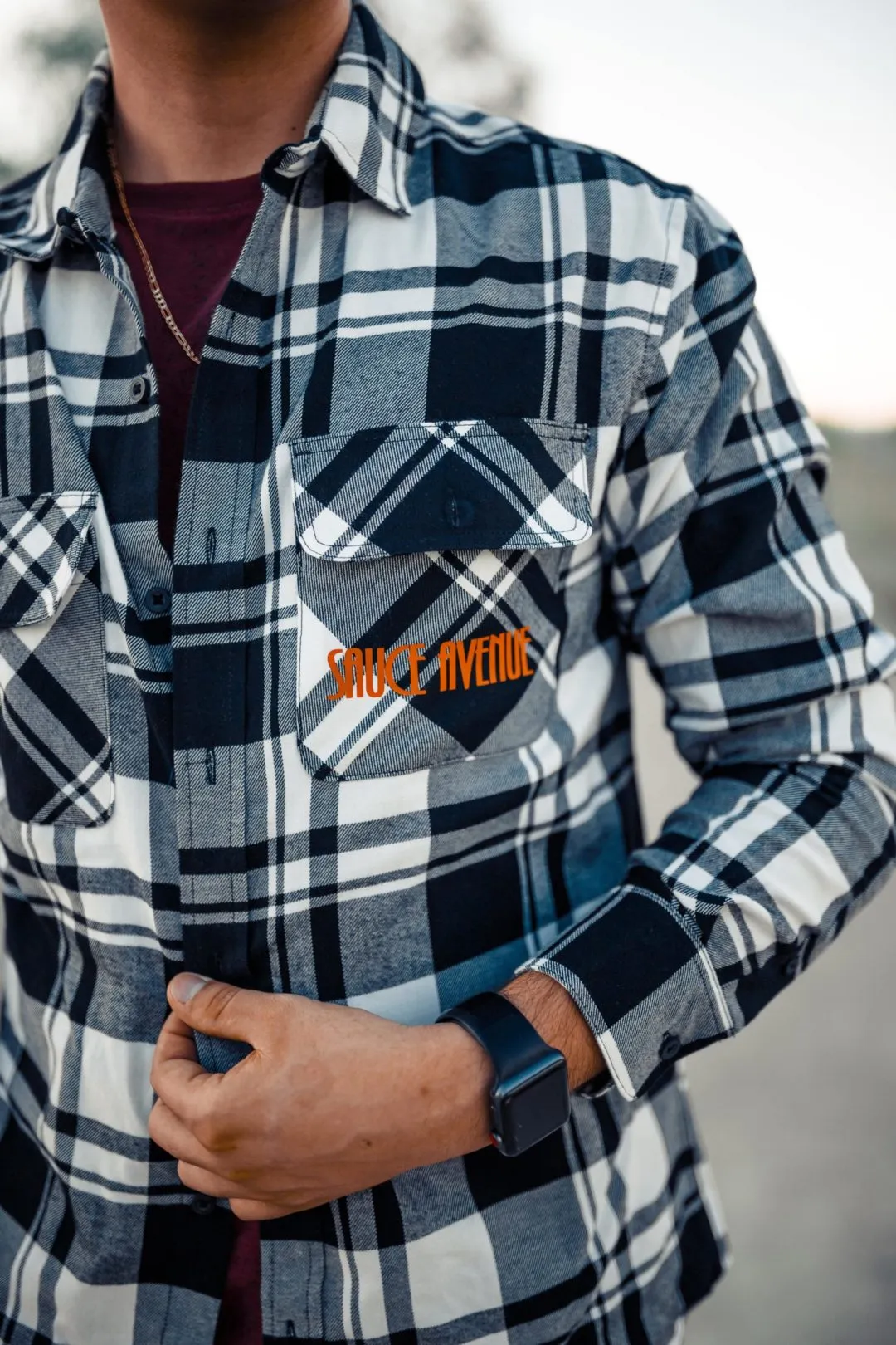 Orange Sauce | White/Black Flannel Shirt