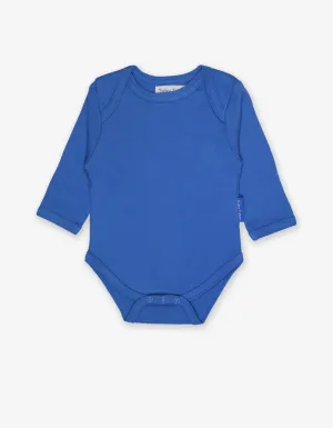 Organic Blue Basic Long-Sleeved Baby Bodysuit
