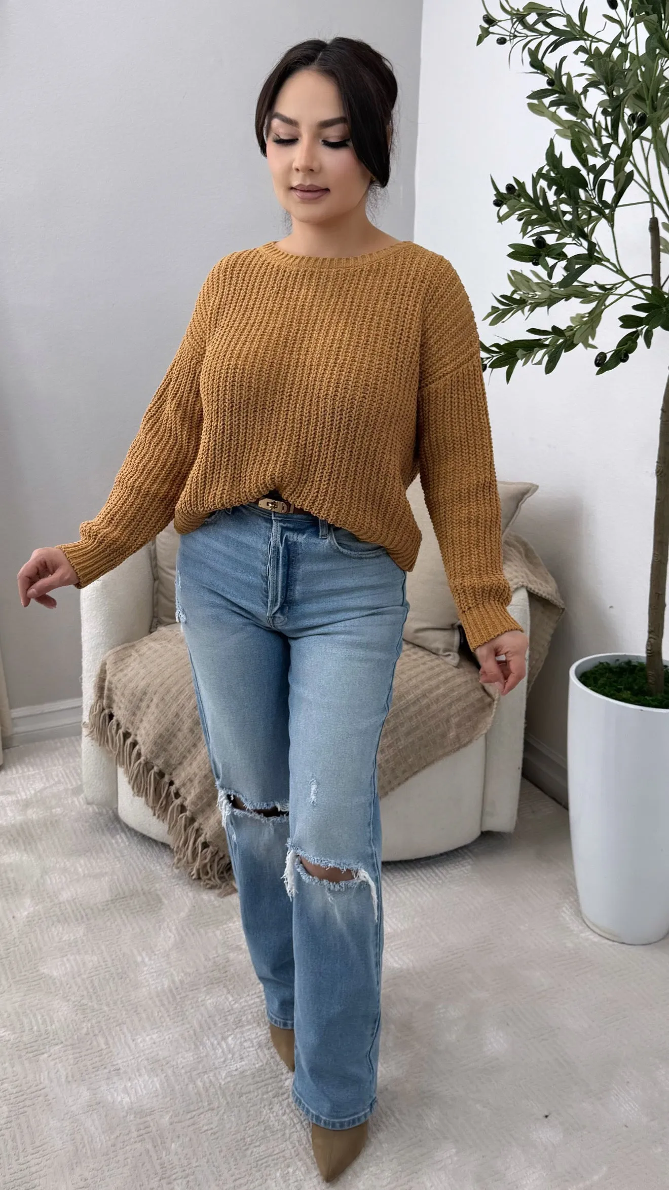 OUT OF MY LEAGUE BROWN SWEATER